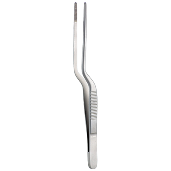 Lucae Bayonet Dressing Forceps, 5 1/2" (14.0 Cm), Delicate Pattern, Serrated Tips